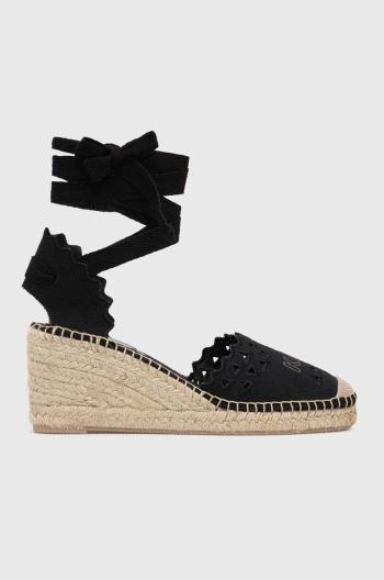 Espadrilky Karl Lagerfeld KAMINI MID dámské, černá barva, na klínku, KL32206