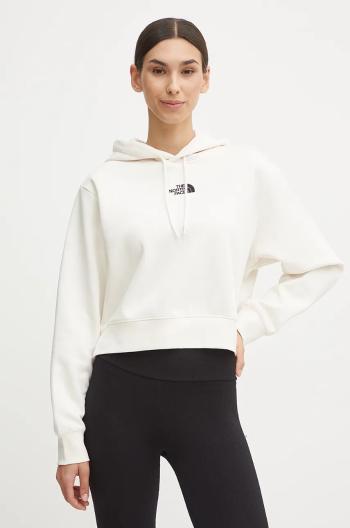 Mikina The North Face Essential Crop Hoodie dámská, béžová barva, s kapucí, hladká, NF0A89EXQLI1