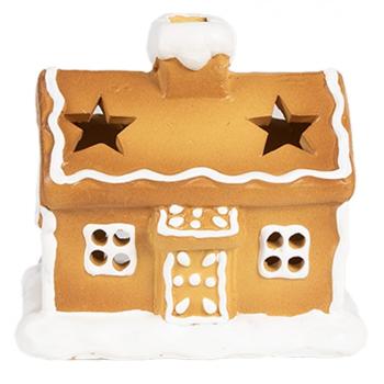 Keramický svícen perníková chaloupka Gingerbread House - 11*8*10 cm 6CE1804