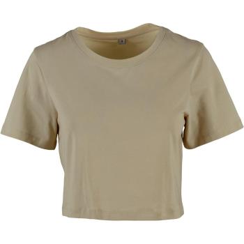 Build Your Brand Dámské crop top tričko s krátkým rukávem - Světlá olivová | L
