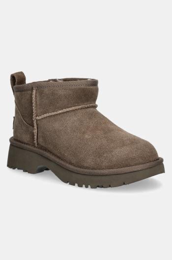 Dětské semišové sněhule UGG KIDS CLASSIC ULTRA MINI NEW HEIGHTS hnědá barva, 1157732K