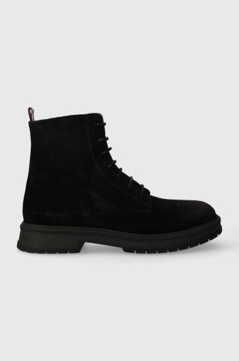 Semišové boty Tommy Hilfiger HILFIGER CORE SUEDE BOOT pánské, černá barva, FM0FM04674