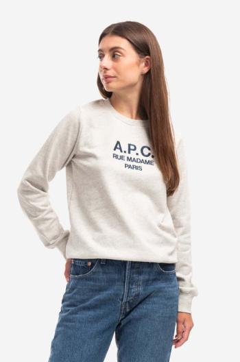 Bavlněná mikina A.P.C. Sweat Tina COEZD-F27561 MARINE dámská, tmavomodrá barva, s aplikací