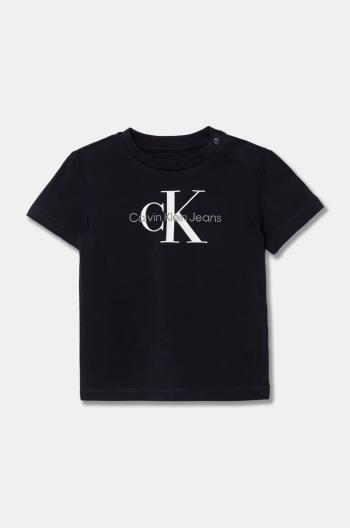 Dětské tričko Calvin Klein Jeans černá barva, s potiskem, IN0IN00001