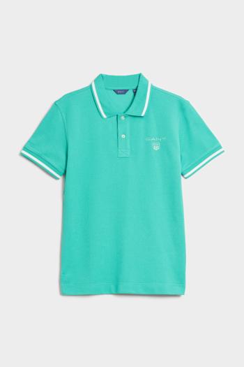 POLOKOŠILE GANT D2. CONTRAST SHIELD RELAXED PIQUE POOL GREEN