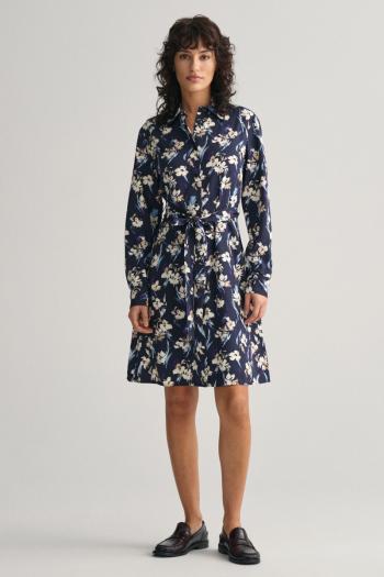 ŠATY GANT SLIM FLORAL PRINT SHIRT DRESS EVENING BLUE