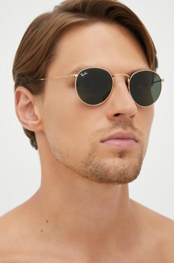 Brýle Ray-Ban ROUND METAL pánské, zlatá barva, 0RB3447