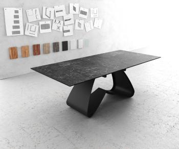 Jídelní stůl Edge 180-220x100 keramika Laminam®Nero Greco