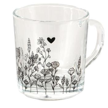 Skleněný hrneček s květinami Flora And Fauna - Ø 8*11*9 cm / 250 ml 6GL4250