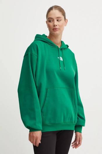 Mikina The North Face Essential Hoodie dámská, zelená barva, s kapucí, hladká, NF0A89ENNL11