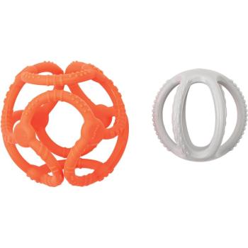 NATTOU Teether Silicone Ball 2 in 1 jucărie pentru dentiție Orange / Grey 4 m+ 2 buc