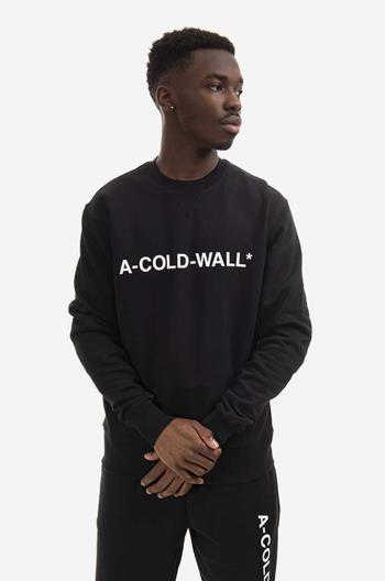 Bavlnená mikina A-COLD-WALL* Essential Logo Crewneck ACWMW082.-LIGHTORANG, pánska, čierna farba, s potlačou