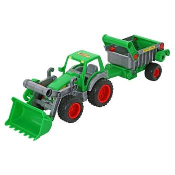 WADER QUALITY TOYS Farmer Technic traktor s přední lopatkou a sklápěcí přívěs