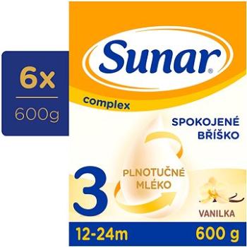 Sunar Complex 3 batolecí mléko vanilka, 6× 600 g (8592084416652)