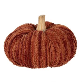 Tmavě cihlová látková dekorace dýně Pumpkin L - Ø 15*12 cm  65438