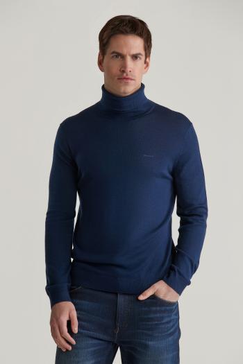 KARDIGAN GANT EXTRAFINE MERINO WOOL TURTLENECK MARINE