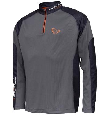 Savage gear tričko tournament shirt 1/2 zip sedona grey - s