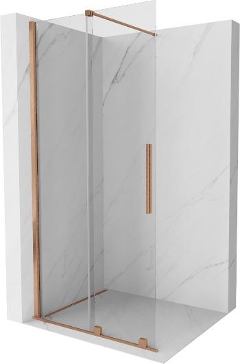 MEXEN/S Velar posuvné sprchové dveře Walk-in 90 cm, transparent, kartáčovaná měď 871-090-000-03-65