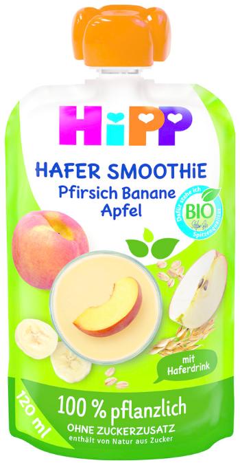 HiPP Smoothie ovesné – Jablko – Broskev – Banán 100% rostlinné BIO, 120 ml, 1r+