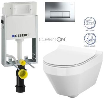 GEBERIT KOMBIFIXBasic vč. chromového tlačítka DELTA 51 + WC CERSANIT CLEANON CREA OVÁL + SEDÁTKO 110.100.00.1 51CR CR1