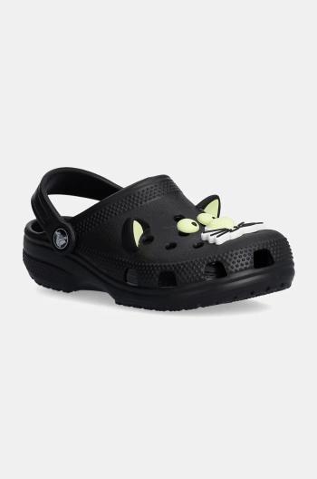 Dětské pantofle Crocs CLASSIC GLOW BLACK CAT CLOG černá barva, 210387