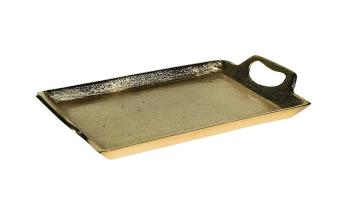 Zlatý kovový servírovací podnos s uchy Tray Raw L - 35*22*5cm  GNDBRG35