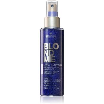 Schwarzkopf Professional Blondme Cool Blondes bezoplachový kondicionér ve spreji neutralizující žluté tóny 150 ml