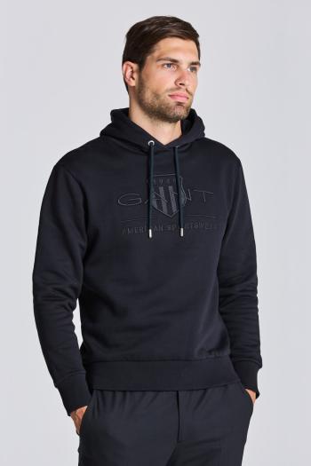 MIKINA GANT REG TONAL SHIELD HOODIE BLACK