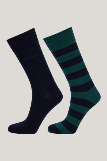 PONOŽKY GANT BARSTRIPE AND SOLID SOCKS 2-PACK DEEP FOREST