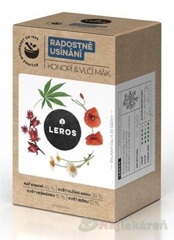 LEROS RADOSTNÉ ZASPÁVANIE Konope & Vlčí mak bylinný čaj, 20x1g