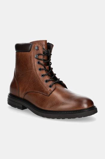 Kožené boty Tommy Hilfiger HILFIGER OUTDOOR WARM LTH BOOT pánské, hnědá barva, FM0FM05192