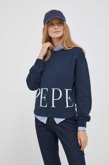 Bavlněná mikina Pepe Jeans Victoria dámská, tmavomodrá barva, s potiskem