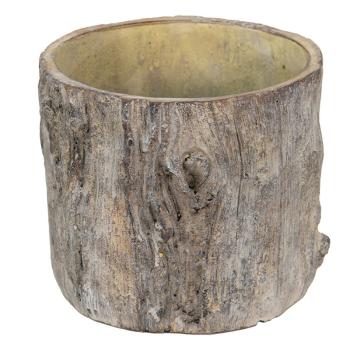 Hnědo - šedý cementový obal na květináč v dekoru kůry stromu Bark S - 18*17*16 cm 6TE0424S