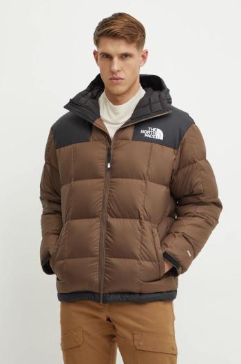 Péřová bunda The North Face Lhotse pánská, hnědá barva, zimní, NF0A853C1OI1