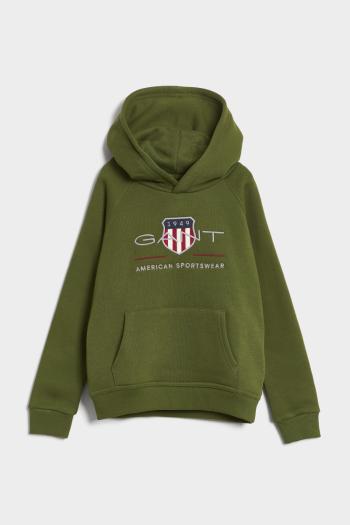 MIKINA GANT ARCHIVE SHIELD RAGLAN HOODIE KALE GREEN