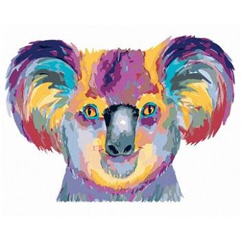 Diamondi - Diamantové malování - BAREVNÁ KOALA NA BÍLÉM POZADÍ, 40x50 cm, bez rámu a bez vypnutí plá (604794A)