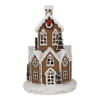 Hnědá svítící perníková chaloupka Gingerbread House - Ø 21*33 cm / 3*AAA 6PR4307