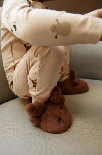 Dětské papuče Liewood Aviaja Reindeer Slippers hnědá barva, LW19884