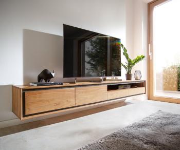 TV stolek Stonegrace 240 cm akácie přírodní kámen 2 dvířka 1