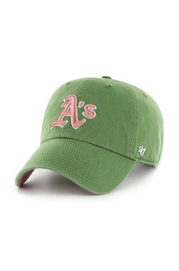 Bavlněná baseballová čepice 47 brand MLB Oakland Athletics zelená barva, s aplikací, B-DBLUN18GWS-FF