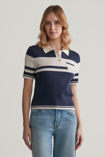 SVETR GANT COLOR BLOCKED POLO KNIT EVENING BLUE