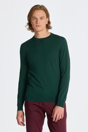 SVETR GANT FINE COTTON C-NECK TARTAN GREEN