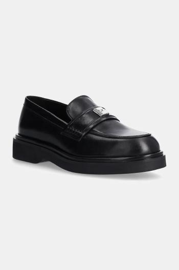 Kožené mokasíny Calvin Klein LOAFER W/HW LTH dámské, černá barva, na platformě, HW0HW02182