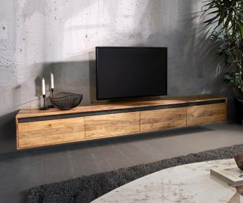 TV stolek Stonegrace 240 cm přírodní akácie břidlice 4 dvířka