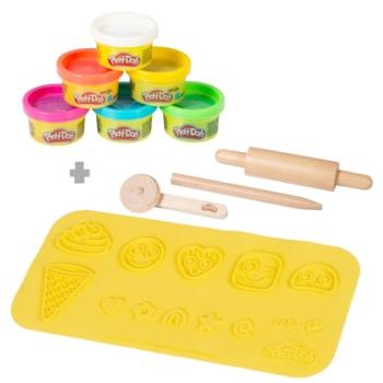 roba x Startovací sada Play-Doh - 3D kreativní podložka, dřevěné nástroje, 6 modelovacích plechovek