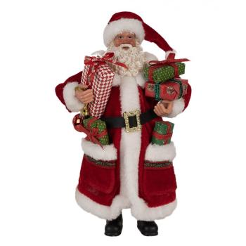 Vánoční dekorace taťka Santa Claus v kožichu s dárky - 16*10*27 cm 65594