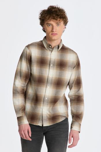 KOŠILE GANT REG UT SHADOW CHECK FLANNEL SHIRT DESERT BROWN