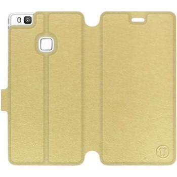 Flip pouzdro na mobil Huawei P9 Lite v provedení  Gold&Gray s šedým vnitřkem (5903226013432)