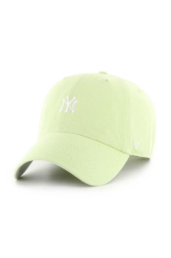 Bavlněná baseballová čepice 47 brand MLB New York Yankees zelená barva, s aplikací, B-BSRNR17GWS-F1