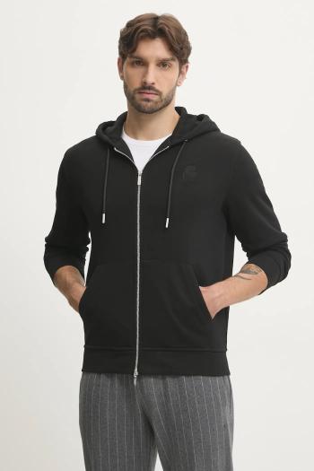 Mikina Karl Lagerfeld pánska, čierna farba, s kapucňou, jednofarebná, 500900.705751